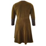 Langærmet kjole i army grøn velour - Bika Army Velvet