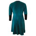 Langærmet kjole i petroleumsblå velour - Bika Petrol Velvet