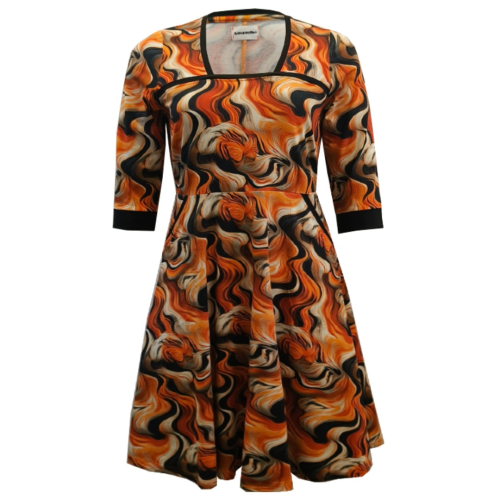Gul plus size kjole med tigerstriber - Genkei Eye Of The Tiger