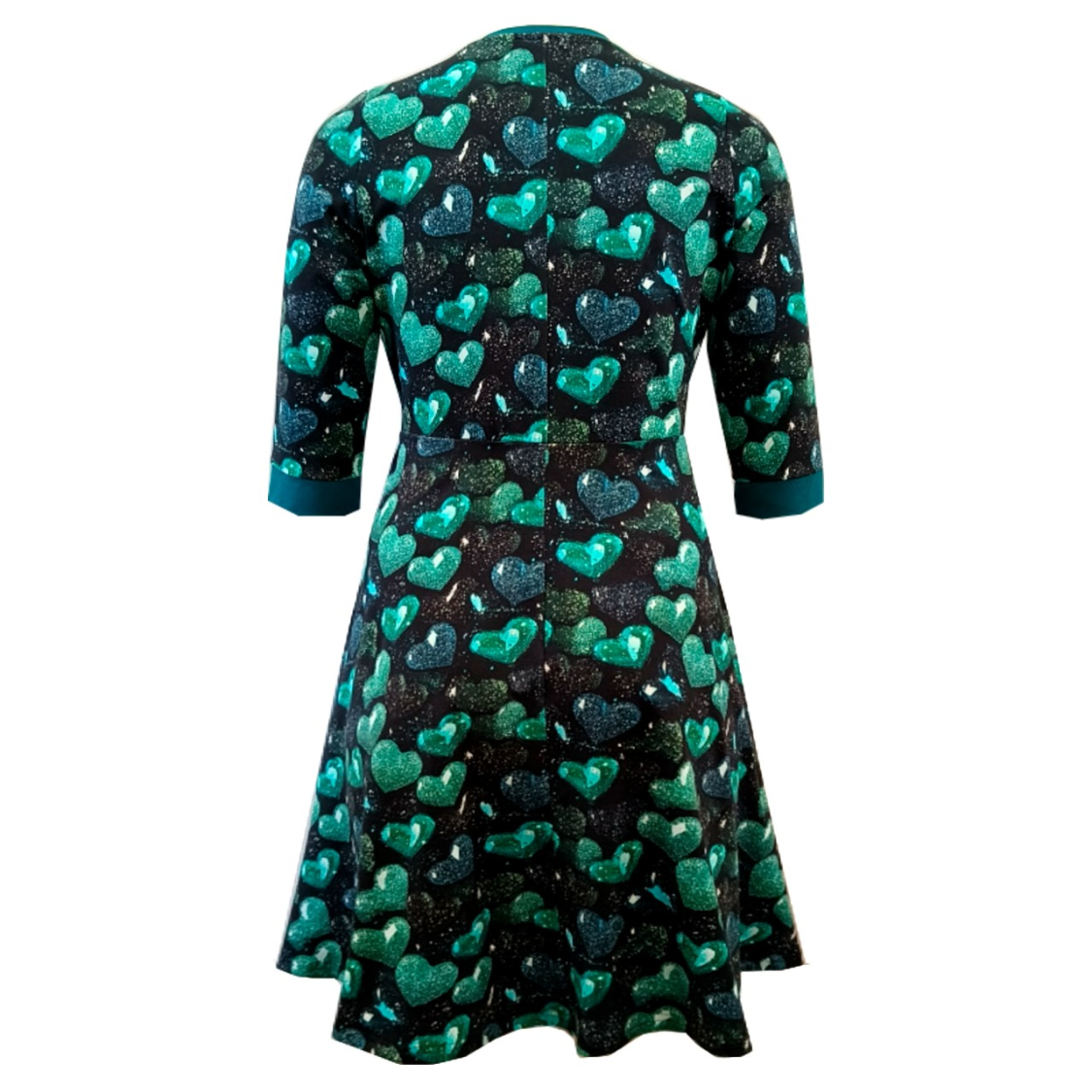 Plus size kjole med glimtende hjerter - Bika Glitter Heart