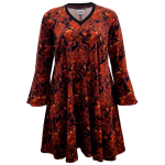 Løs Plus Size kjole med røde blomster - Emi Red Succulent