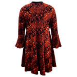 Løs Plus Size kjole med røde blomster - Emi Red Succulent