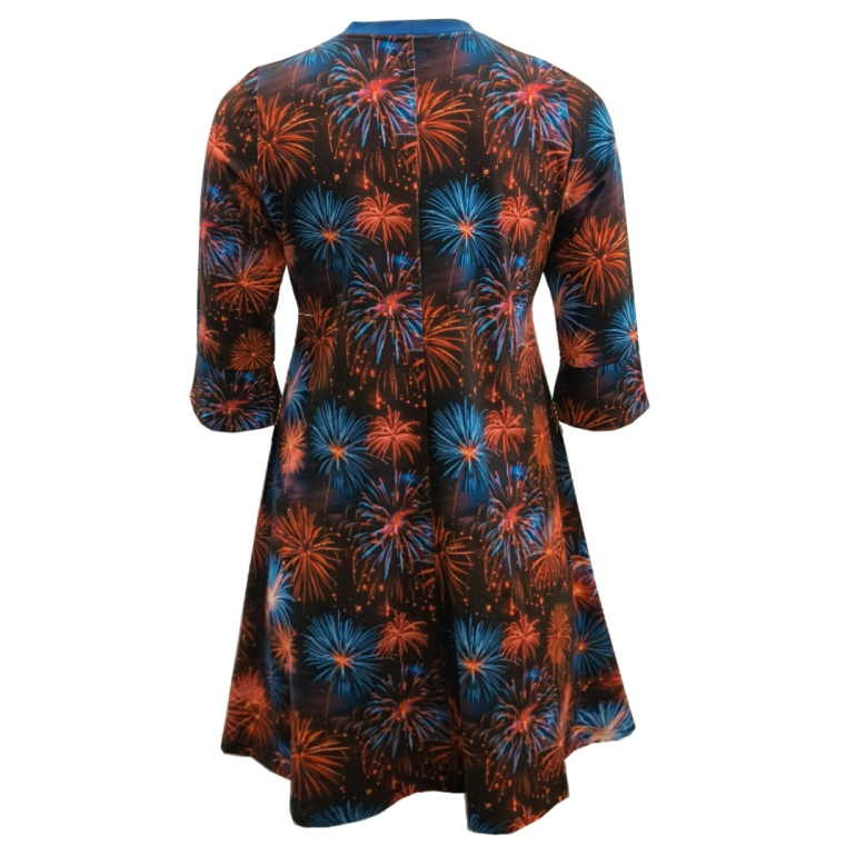 Fyrværkeri prints A-formet plus size kjole - Tulla Fireworks