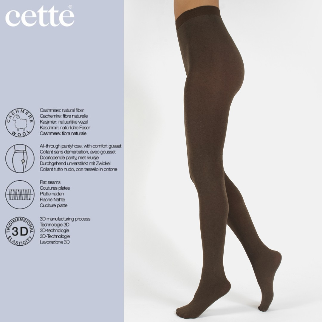 Walnut Lima Cashmere Wool 150 denier - Brun vinter strømpebukser