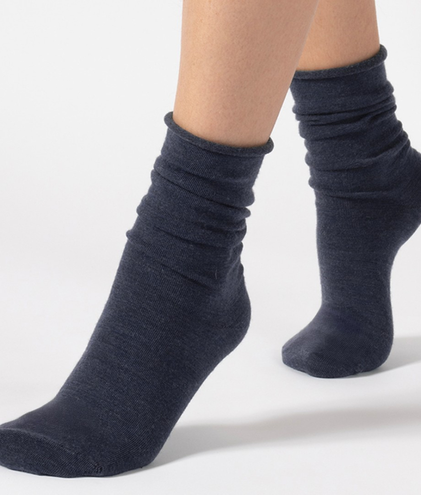 Aoraki Merino Wool Marine - Mørkeblå uld strømper fra Cette