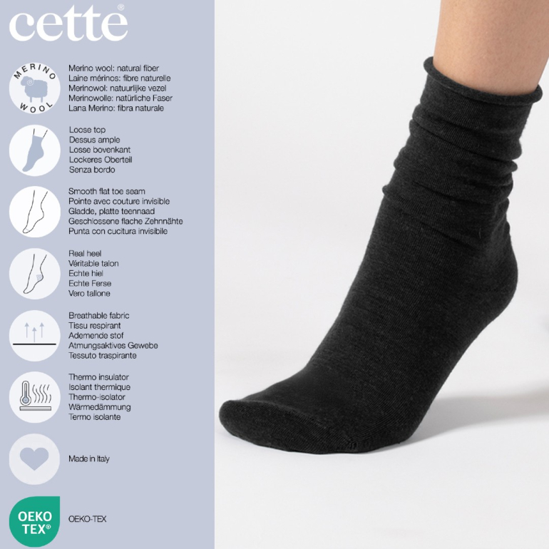 Aoraki Merino Wool Dark Grey - Koksgrå uld strømper fra Cette