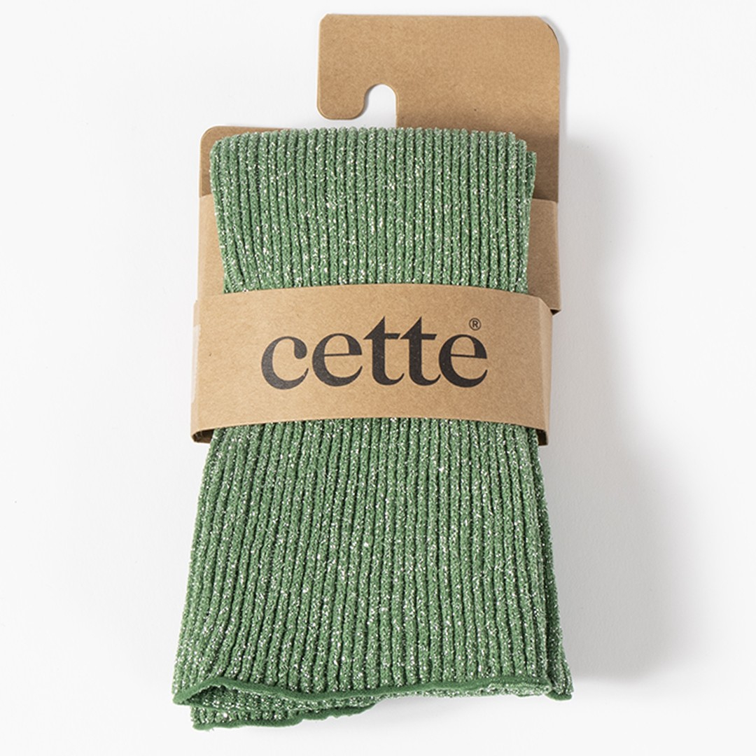 Glitter rib strømper - Irish Green fra CETTE