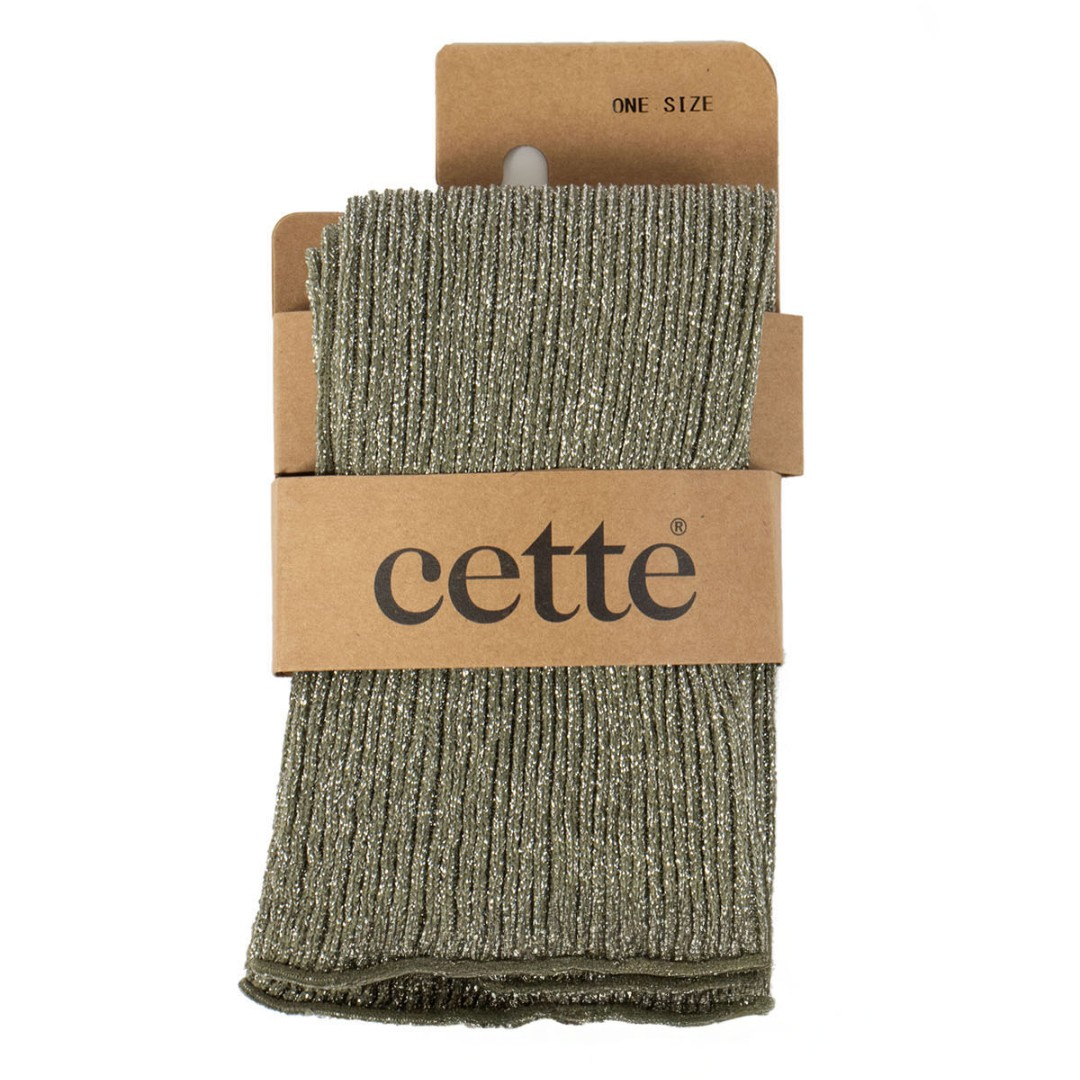 Glitter rib strømper - Olive Green fra CETTE