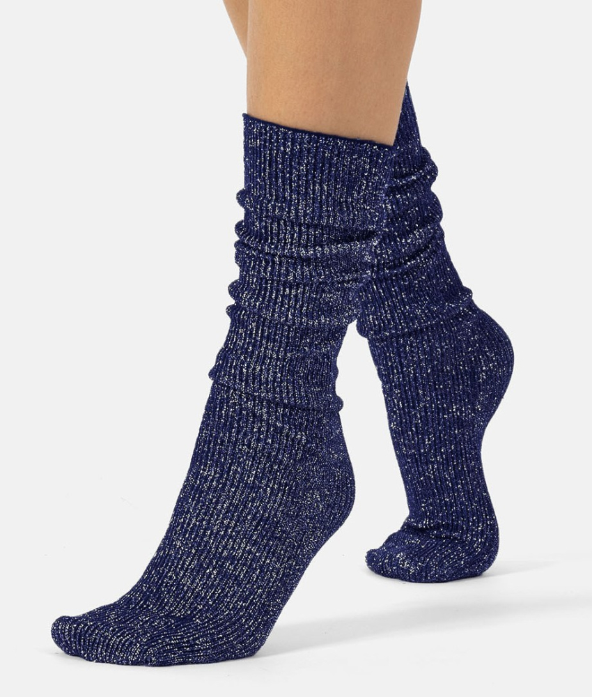 Glitter rib strømper - Navy fra CETTE