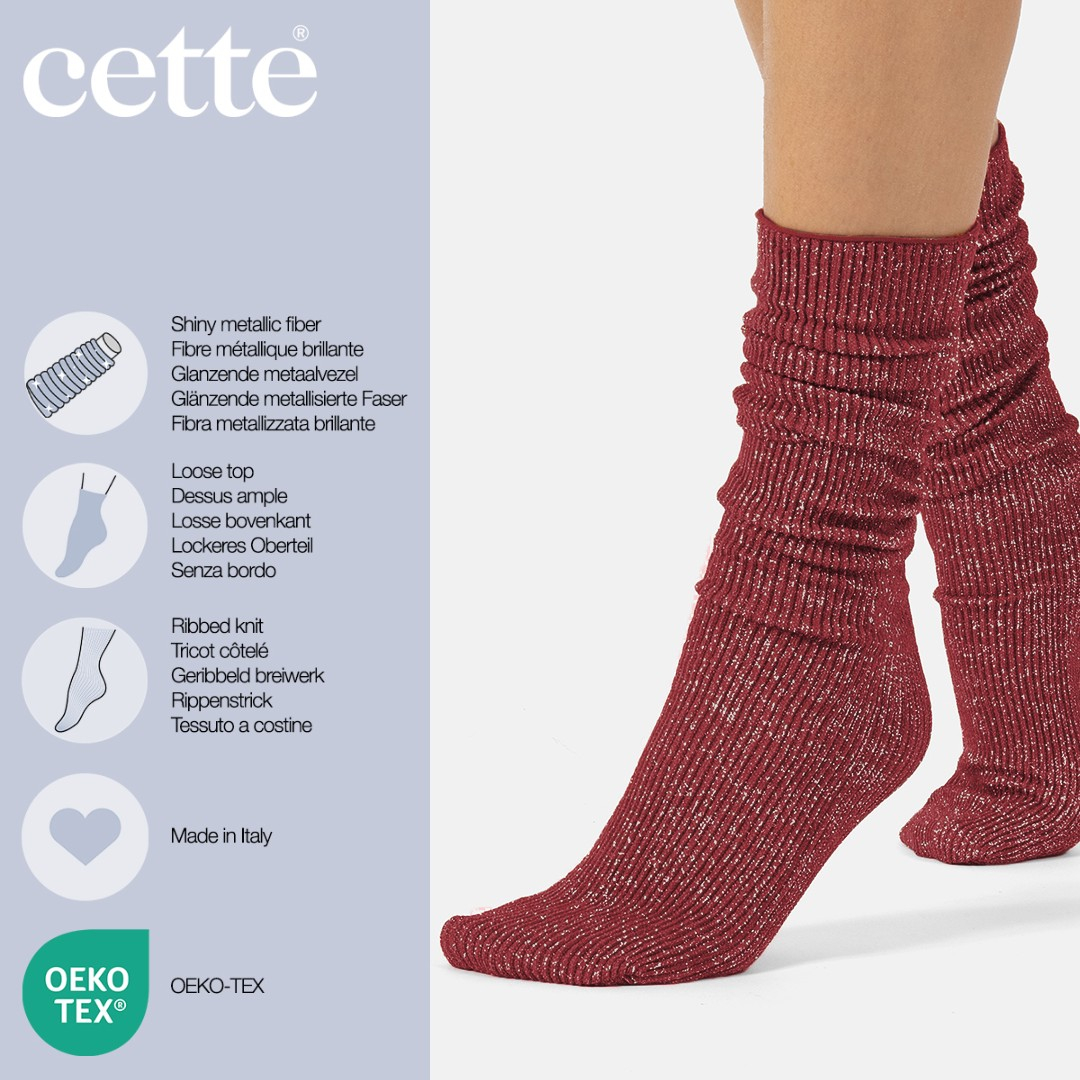 Glitter rib strømper - Cardinal fra CETTE