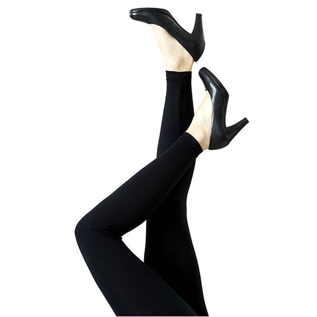 Lange bambus leggings i sort - 401320 fra Festival Strømper