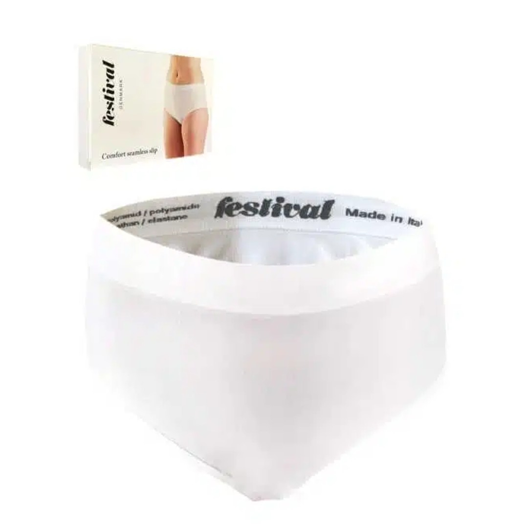 Hvide sømløse plus size trusser i mikrofibre - 507000 fra Festival