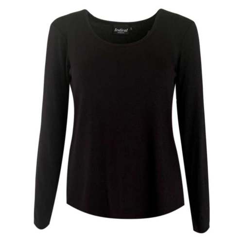 Bambus T-shirt med lange ærmer i sort - 640 - Festival Danmark