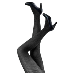 Tykke Sorte Strømpebukser med blonde - Festival 96384 Black