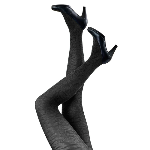 Tykke Sorte Strømpebukser med blonde - Festival 96384 Black