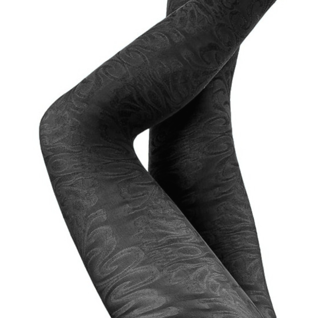 Tykke Sorte Strømpebukser med blonde - Festival 96384 Black