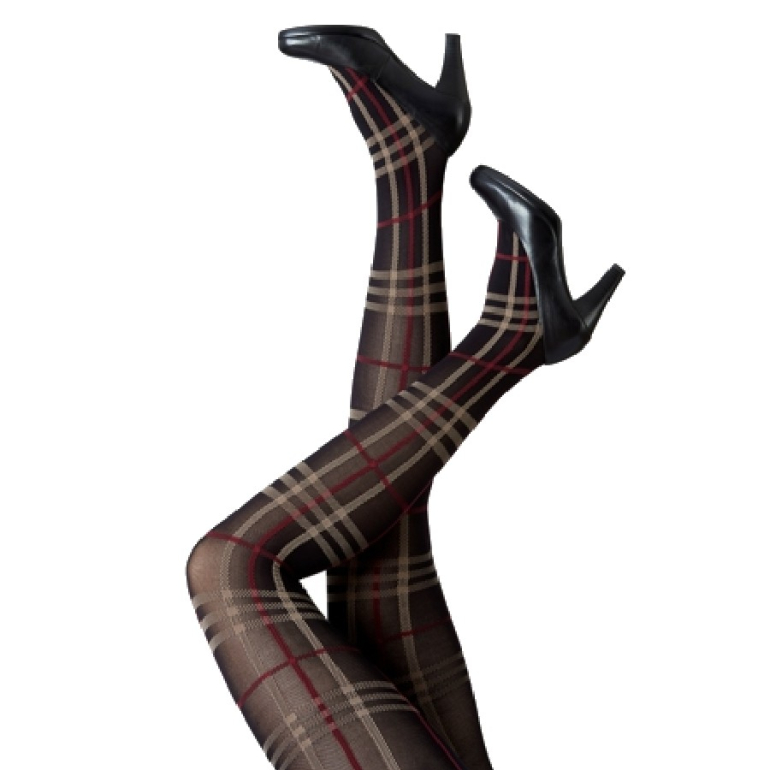 Brune plus size strømpebukser med tern - Brown Festival 96354