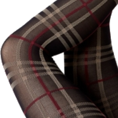 Brune plus size strømpebukser med tern - Brown Festival 96354