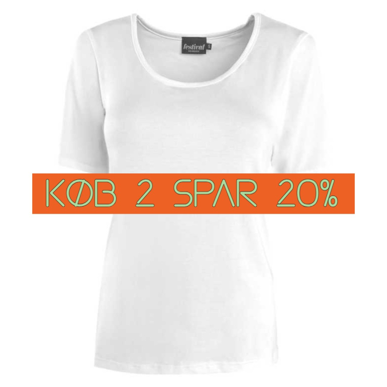 Bambus T-shirt i hvid - 620 - Festival Danmark