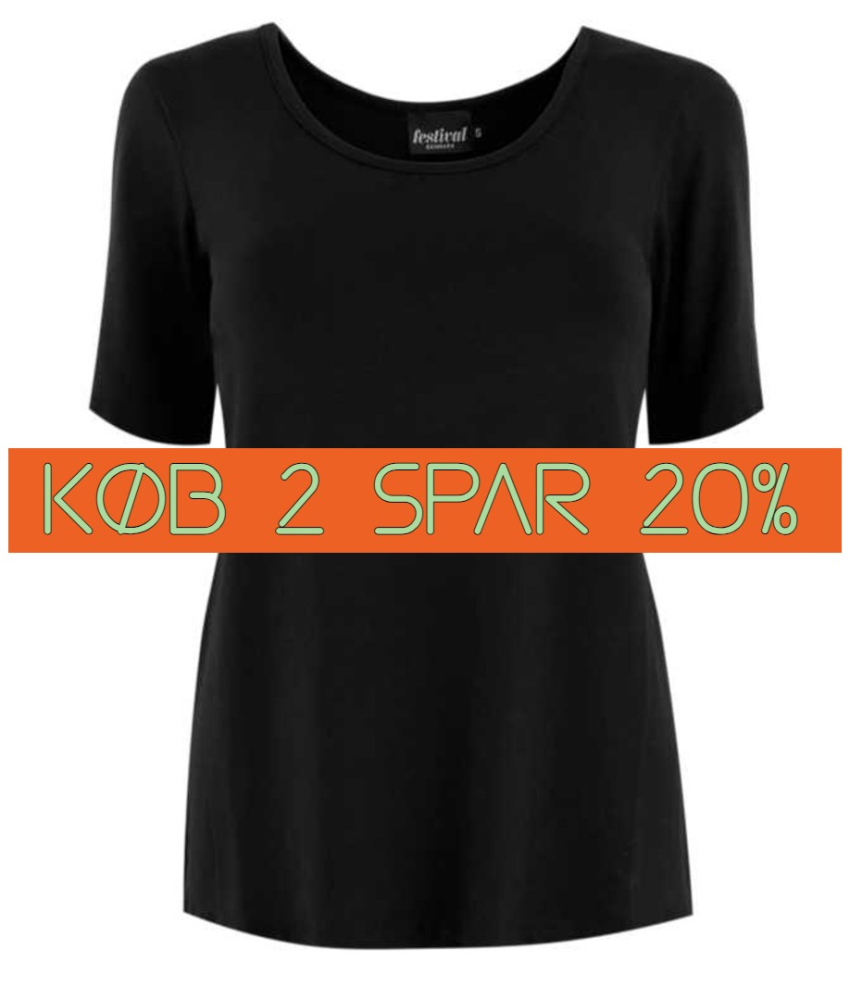 Bambus T-shirt i sort - 620 - Festival Danmark