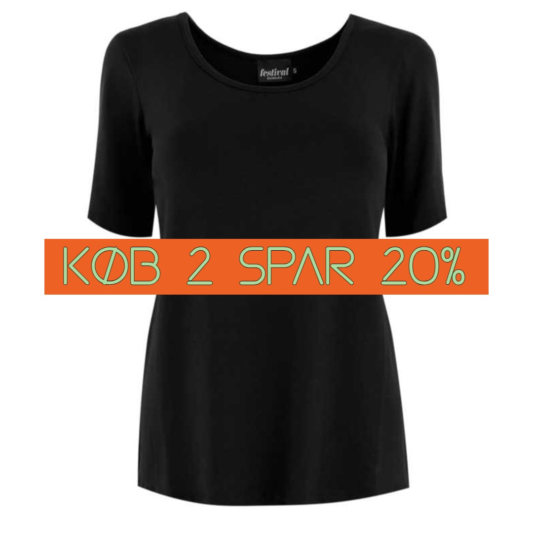 Bambus T-shirt i sort - 620 - Festival Danmark