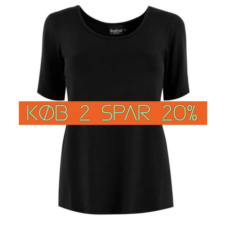 Bambus T-shirt i sort - 620 - Festival Danmark