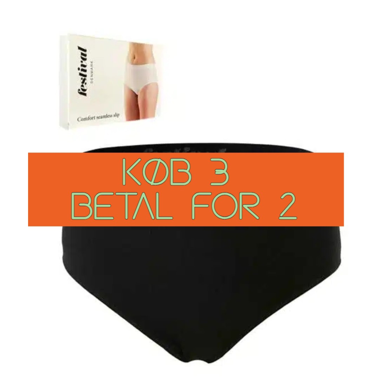 Sorte sømløse plus size trusser i mikrofibre - 507000 fra Festival