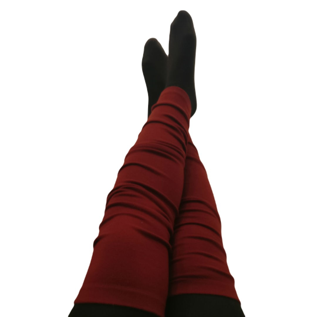 Vinrøde Uld Benvarmere Til Voksne