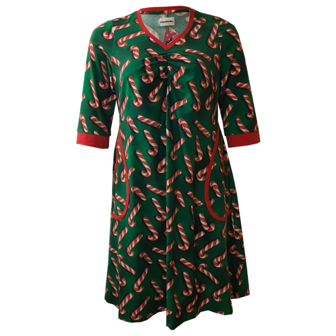 A-formet plus size julekjole - Toya Candy Cane