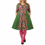 Meika Cool Owl - A-formet plus size kjole med paneler fra Amamiko