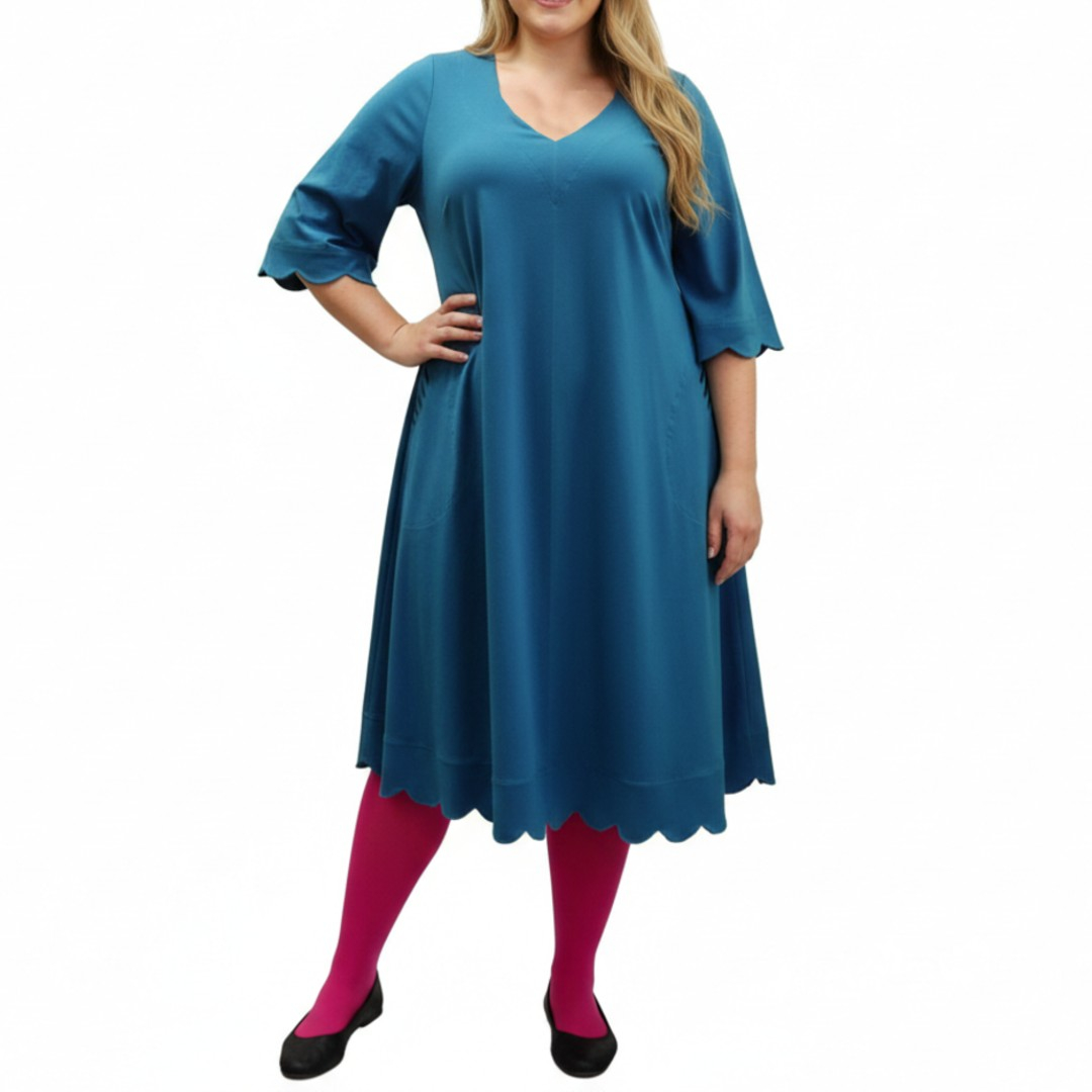 A-formet plus size kjole i lys denim blå - Nami Denim Blue