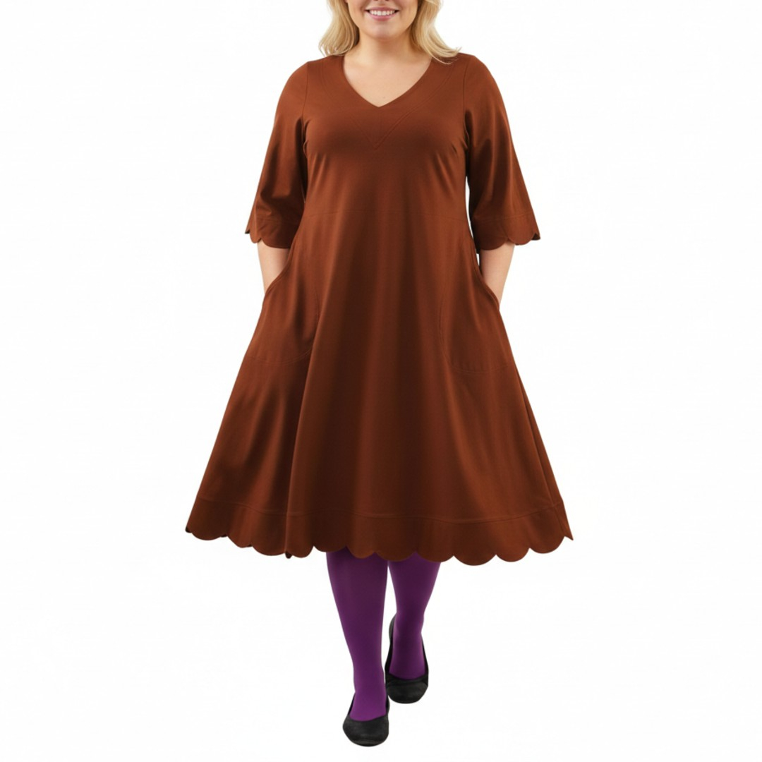 A-formet plus size kjole i varm brun - Nami Terra