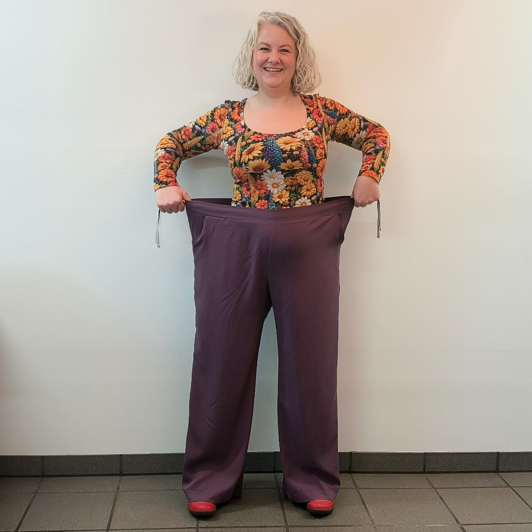 Løstsiddende bukser med regulerbar talje - Mauve