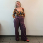 Løstsiddende bukser med regulerbar talje - Mauve