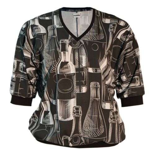 Botan Bluse - Wine o'clock. Løstsiddende plus size bluse fra Amamiko