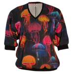 Botan Bluse - Jellyfish. Løstsiddende plus size bluse fra Amamiko