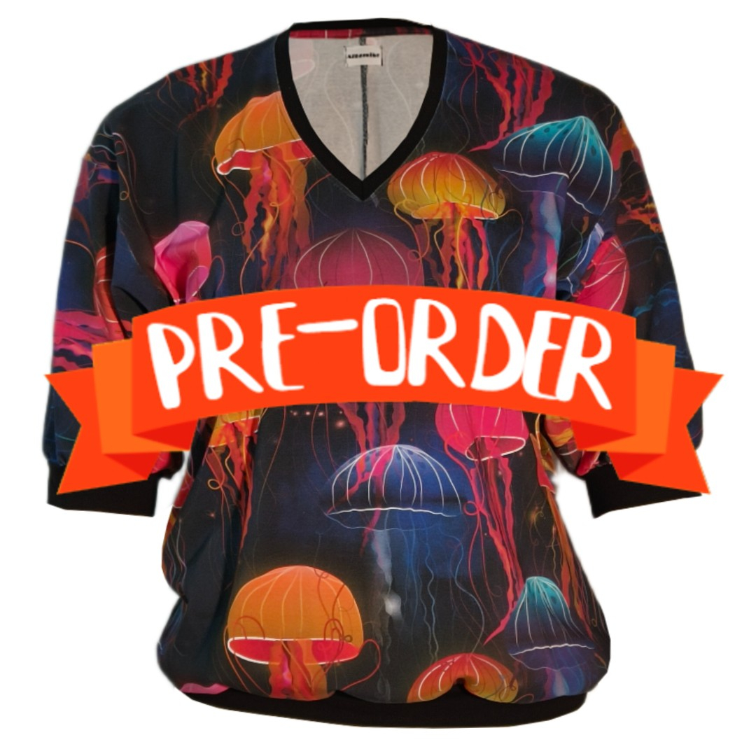Botan Bluse - Jellyfish. Løstsiddende plus size bluse fra Amamiko