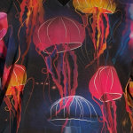 Botan Bluse - Jellyfish. Løstsiddende plus size bluse fra Amamiko