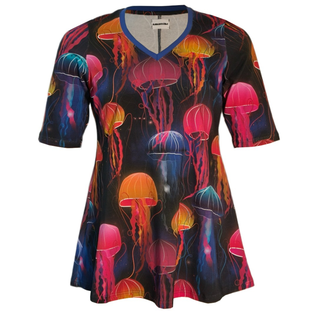 Sakura Bluse - Jellyfish. Bluse med A-form fra Amamiko