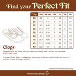 Størrelsesskema - Flade sandaler fra Hot Chocolate Design