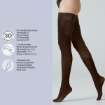 Brune selvsiddende Plus Size strømper - Helsinki 60 denier