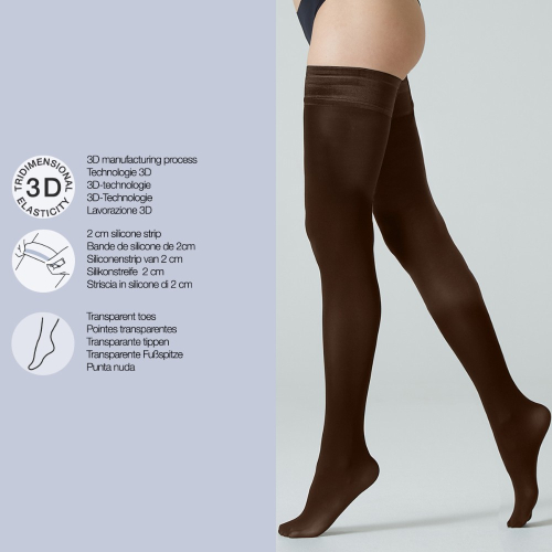 Brune selvsiddende Plus Size strømper - Helsinki 60 denier
