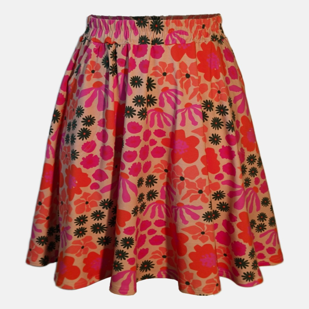 Kobe Pink Floral – En blomstrende retro-drøm af en nederdel fra Amamiko