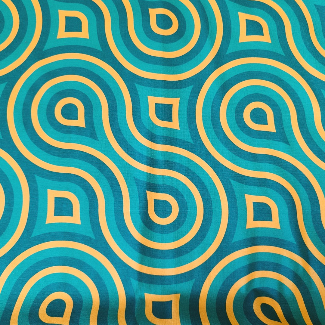 Turkis retro kjole - Takasaki Turquoise Swirls fra Amamiko