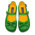 Hot Chocolate Design Emerald Mary Jane – Glitrende veganske flade sko