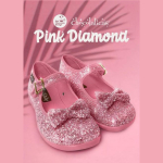 Hot Chocolate Design Pink Diamond Mary Jane – Glitrende veganske flade sko