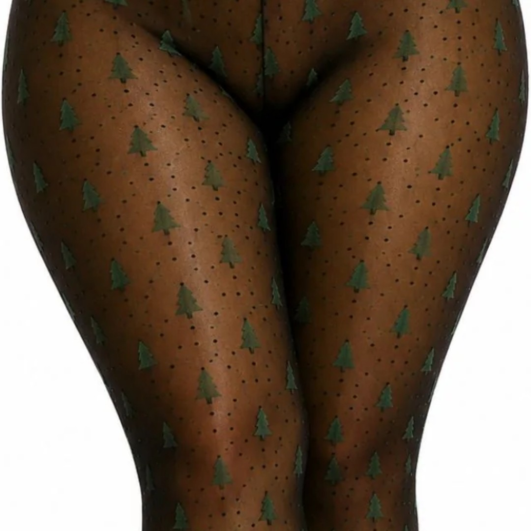 Pamela Mann Christmas Tree Curvy Tights – Strømpebukser med juletræer